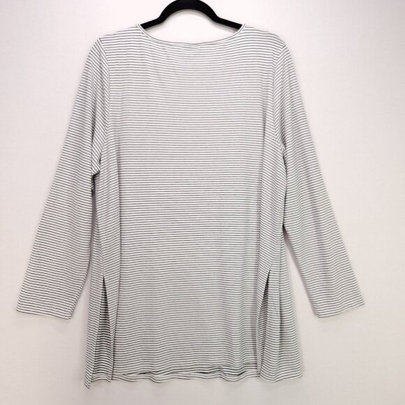 J Jill Wearever Tunic Top Stripe Long Sleeve Side Slit Rayon Knit Petite XL - Picture 2 of 11